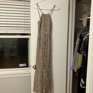 Zara Brown and White Checkered Maxi Dress
